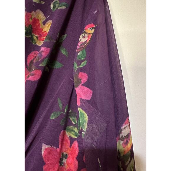 Mac Duggal Long Sleeve Ruched Top Deep V-Neckline Gown Purple Size 10 NWT #68558 - Picture 15 of 16